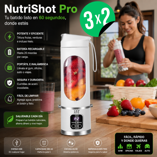 NutriShot Pro - Tu batido listo en 60 segundos, donde estés