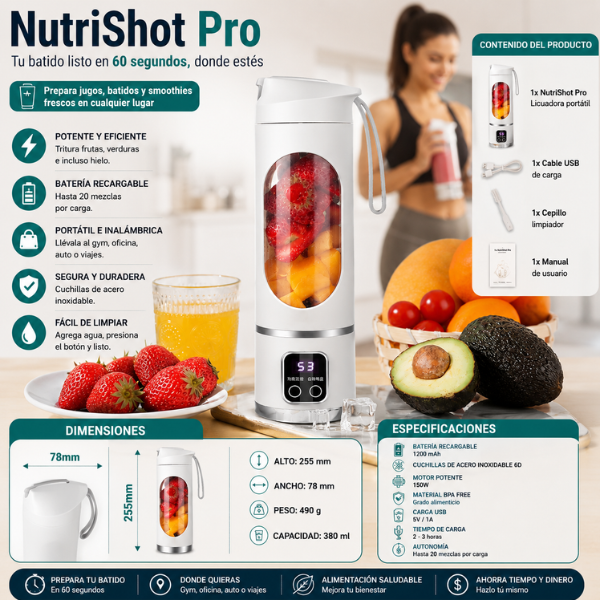 NutriShot Pro - Tu batido listo en 60 segundos, donde estés