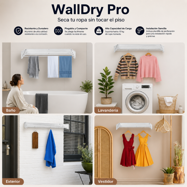 WallDry Pro - Seca tu ropa sin tocar el piso