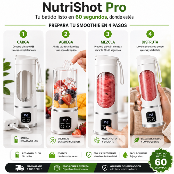 NutriShot Pro - Tu batido listo en 60 segundos, donde estés