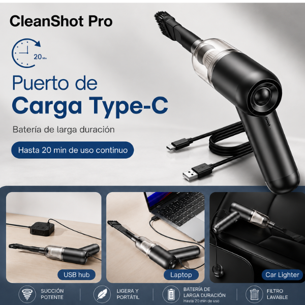 CleanShot Pro - Aspira sin enchufe en menos de 5 minutos el rincón más difícil
