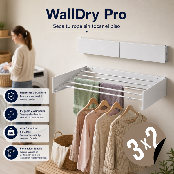 WallDry Pro - Seca tu ropa sin tocar el piso